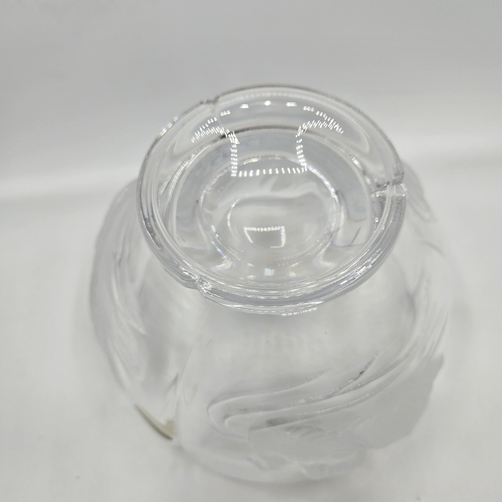 Vintage French Teleflora 24% Lead Crystal Frosted Swan Footed Candy Bowl - Picture 5 of 5